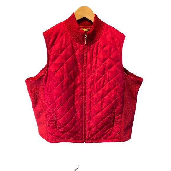 Carolyn Taylor Woman Full Zip Quilted Fleece Panels Red Vest Sz 2X - Picture 1 of 7